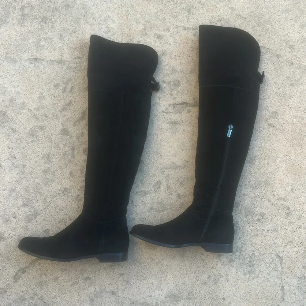 Aquatalia by Marvin K Black Suede Over the Knee Boots Women's Size 7